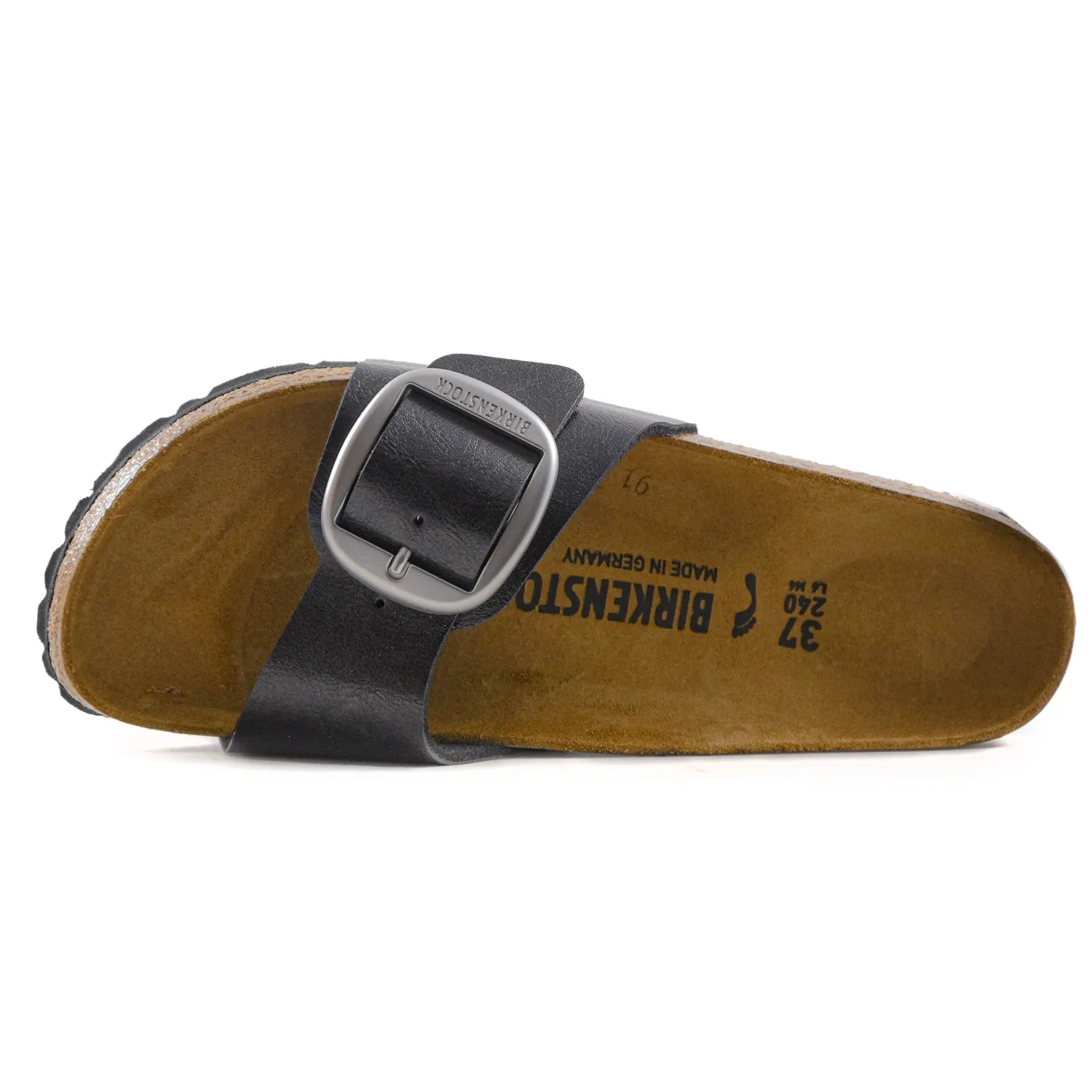 Birkenstock Madrid Buckle Sandali Donna Liquirizia Fibbia Argento