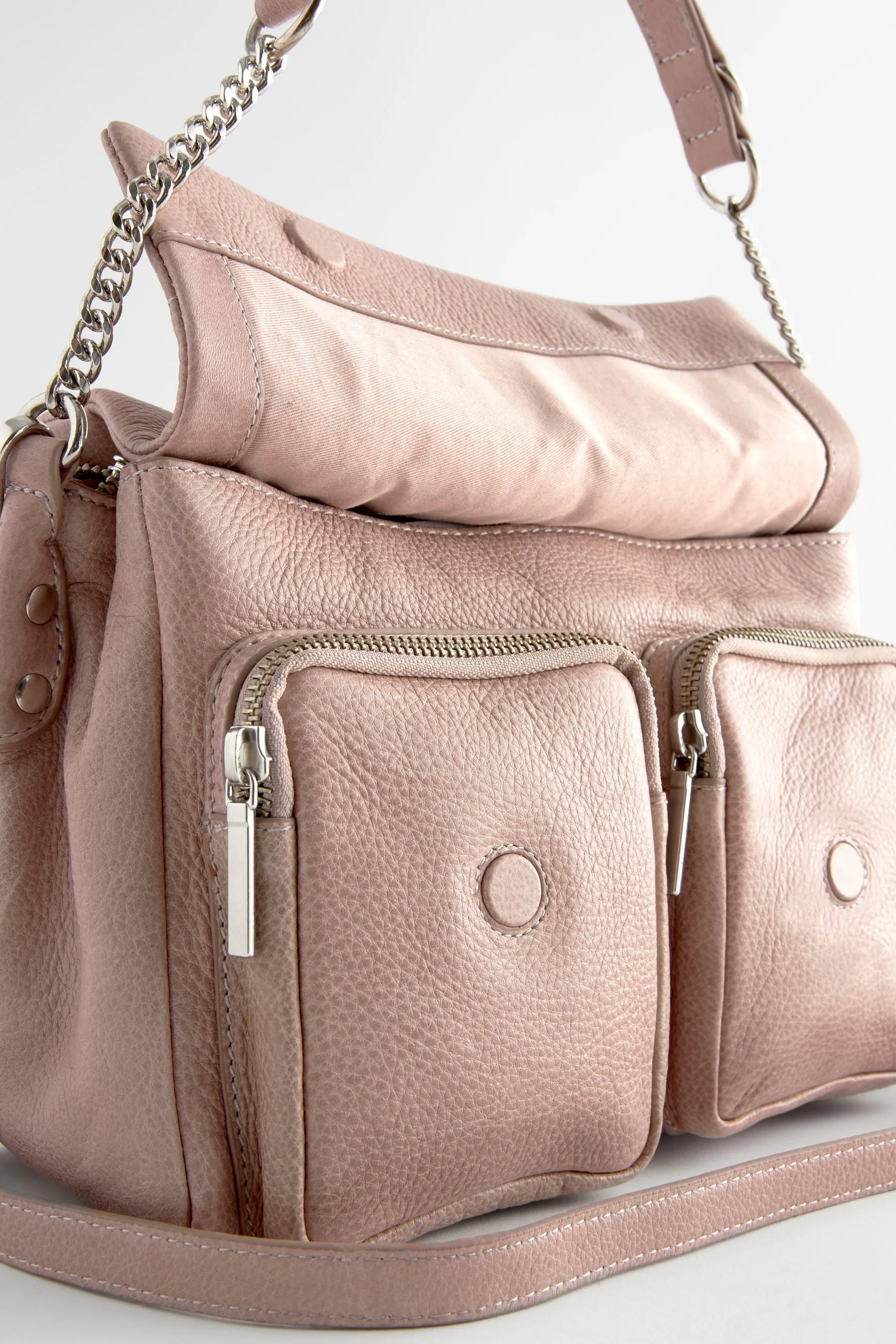 Borsa a tracolla in pelle trapuntata con catena    