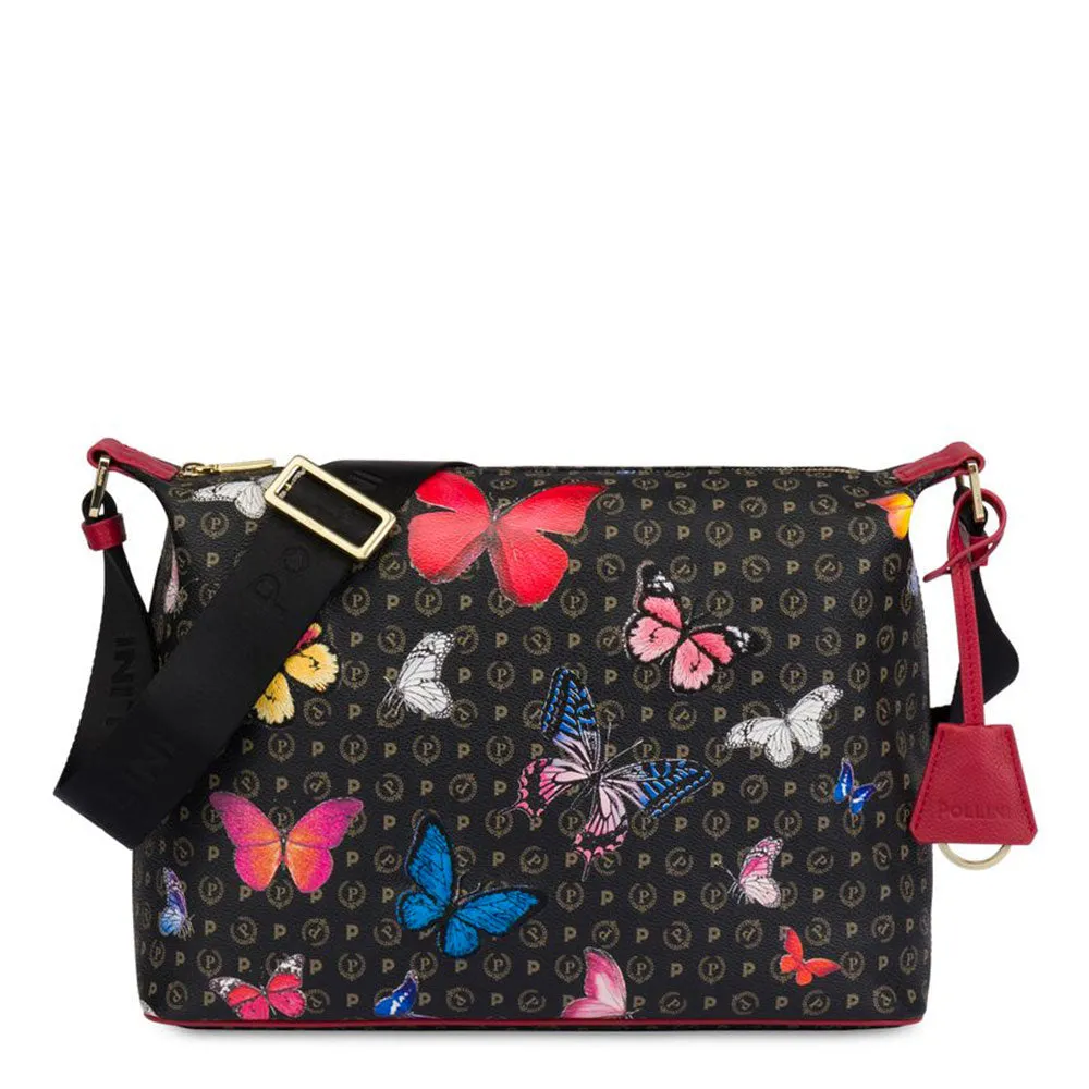 Borsa Donna Messenger POLLINI Linea Heritage Butterfly Nero e Rosso