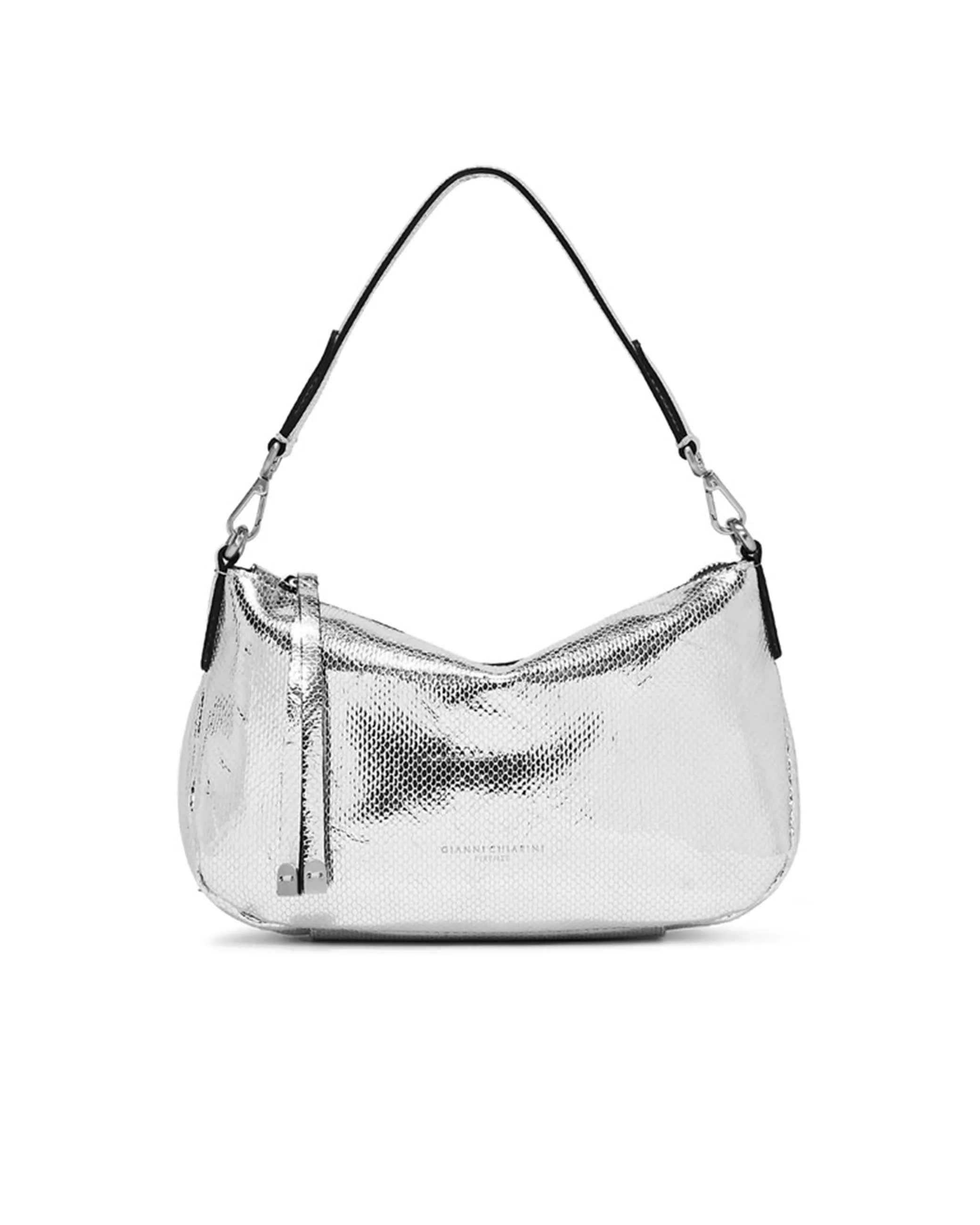 Borsa Nadia pelle laminata argento