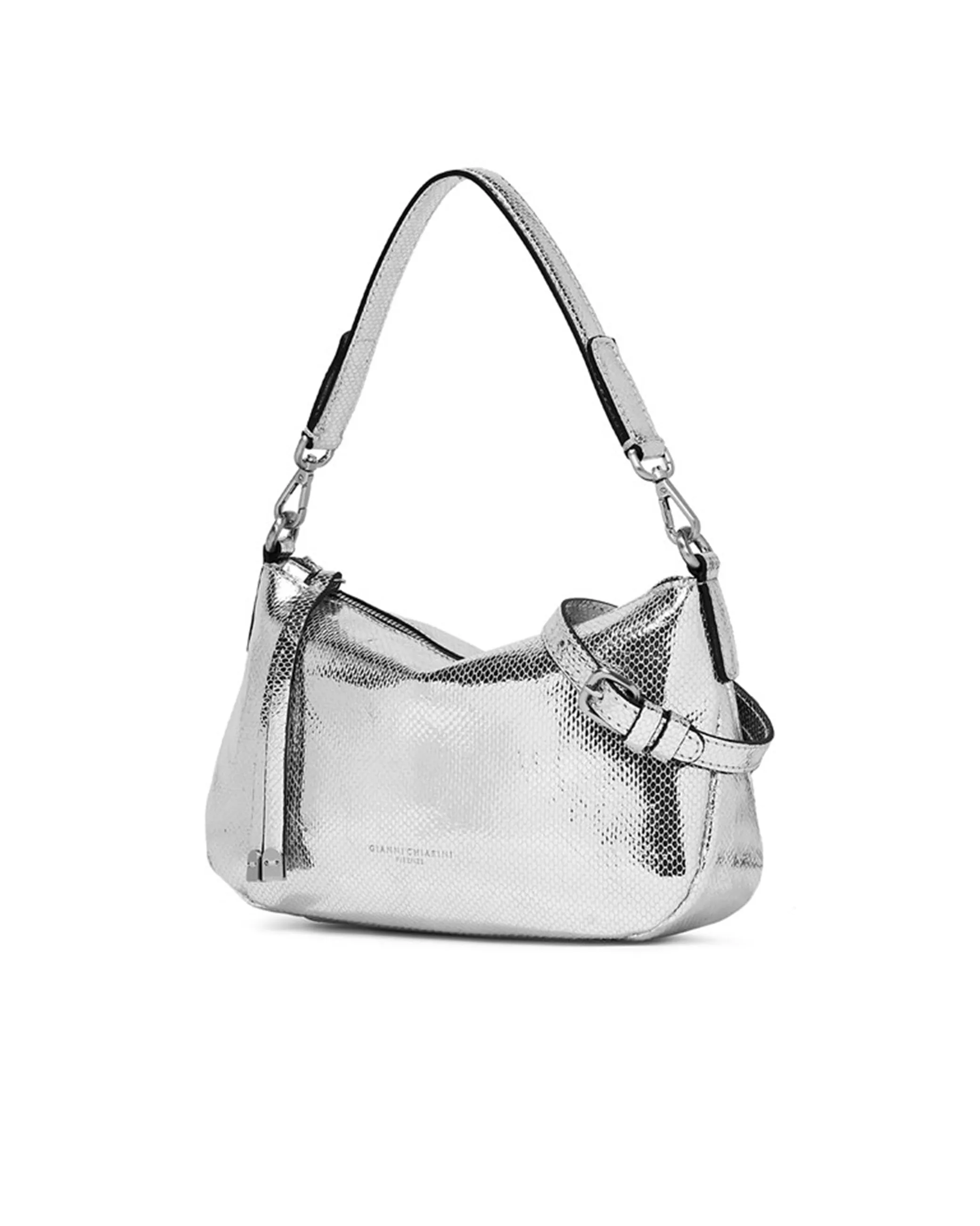 Borsa Nadia pelle laminata argento