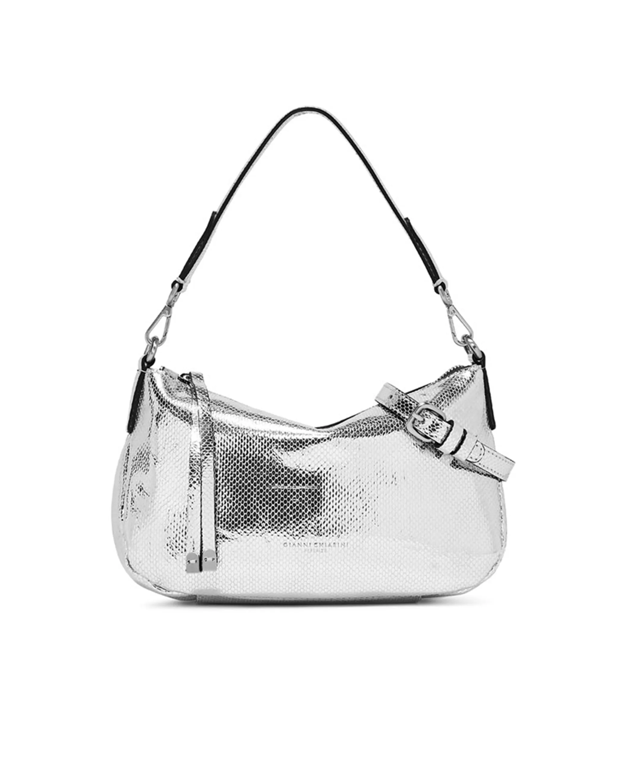 Borsa Nadia pelle laminata argento