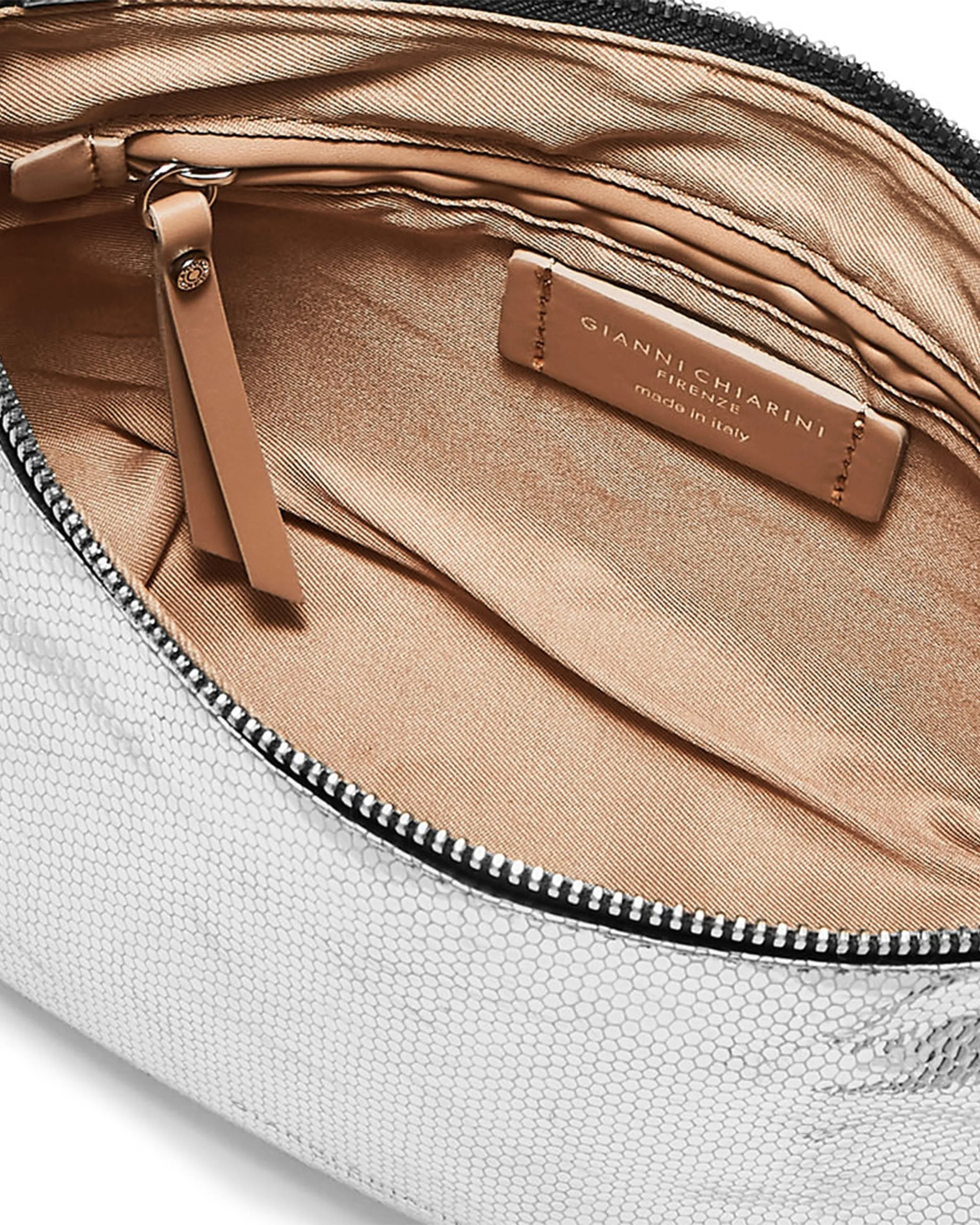 Borsa Nadia pelle laminata argento