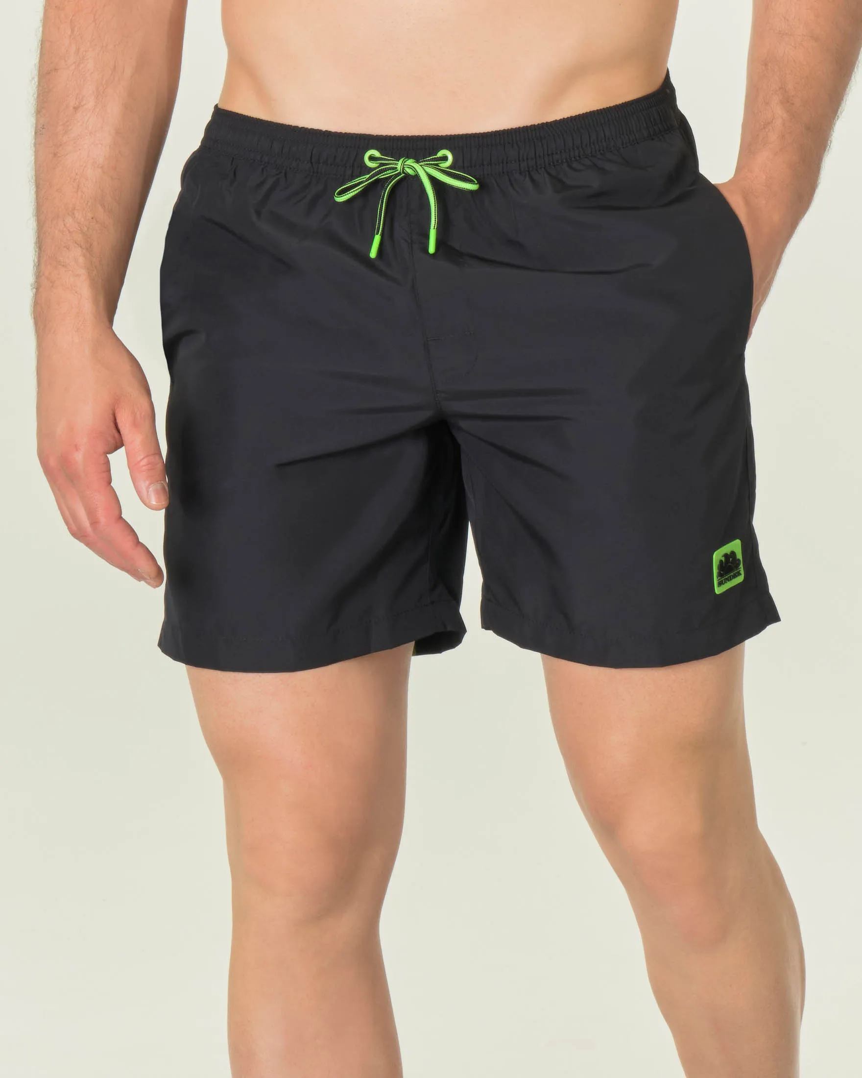 Boxer mare nero con logo sole color lime
