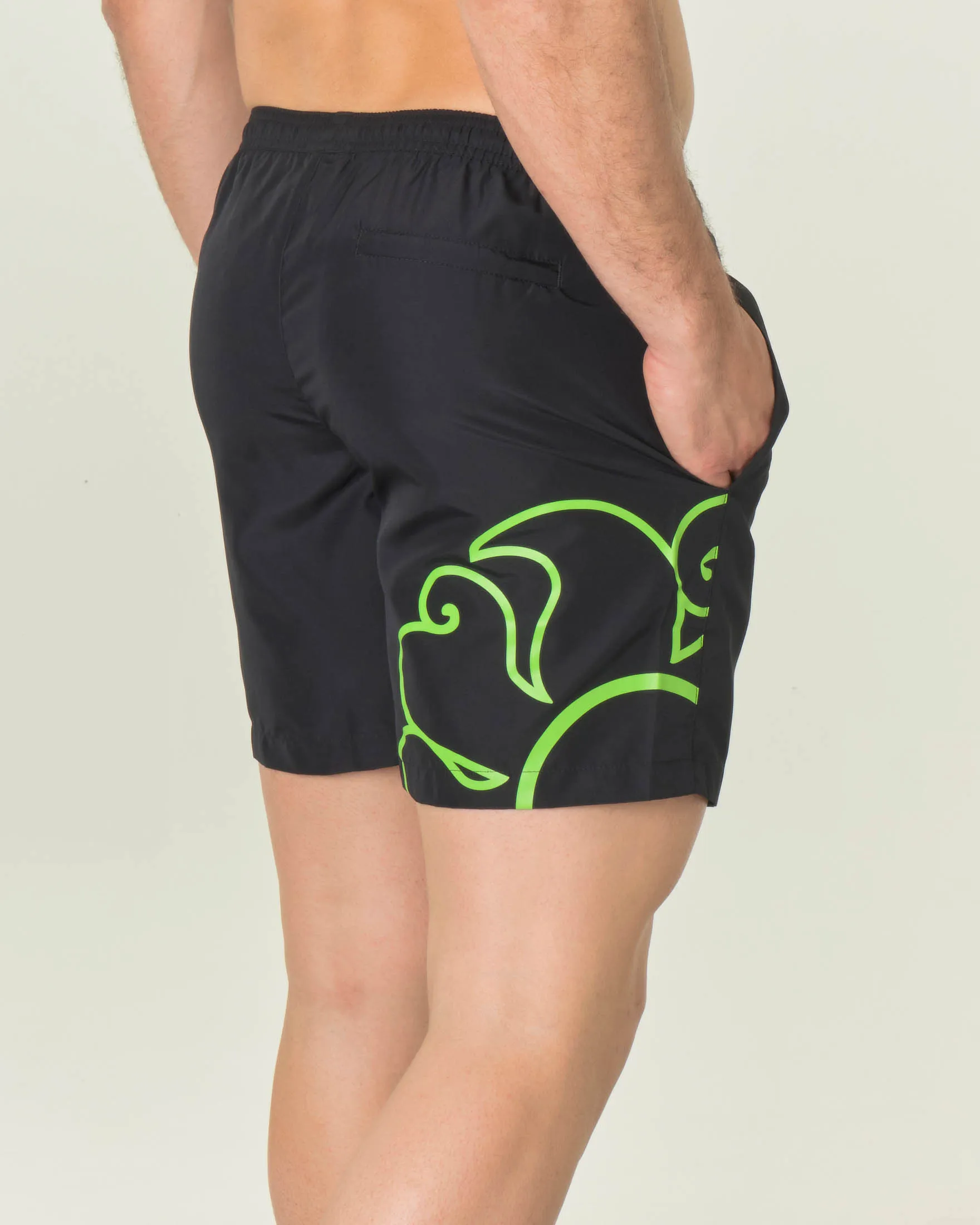 Boxer mare nero con logo sole color lime