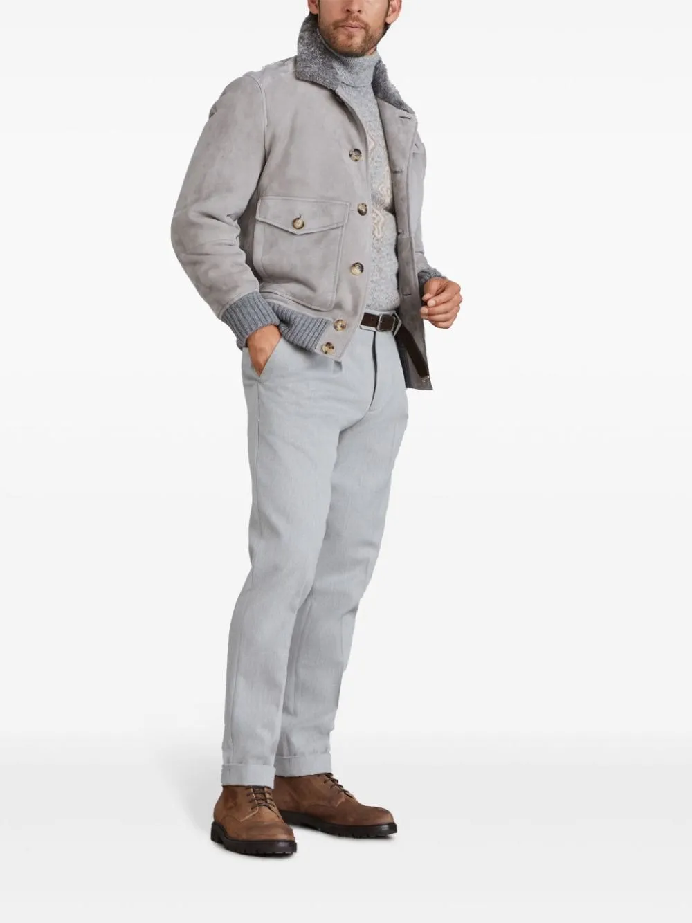 Brunello Cucinelli-Maglione con intarsi