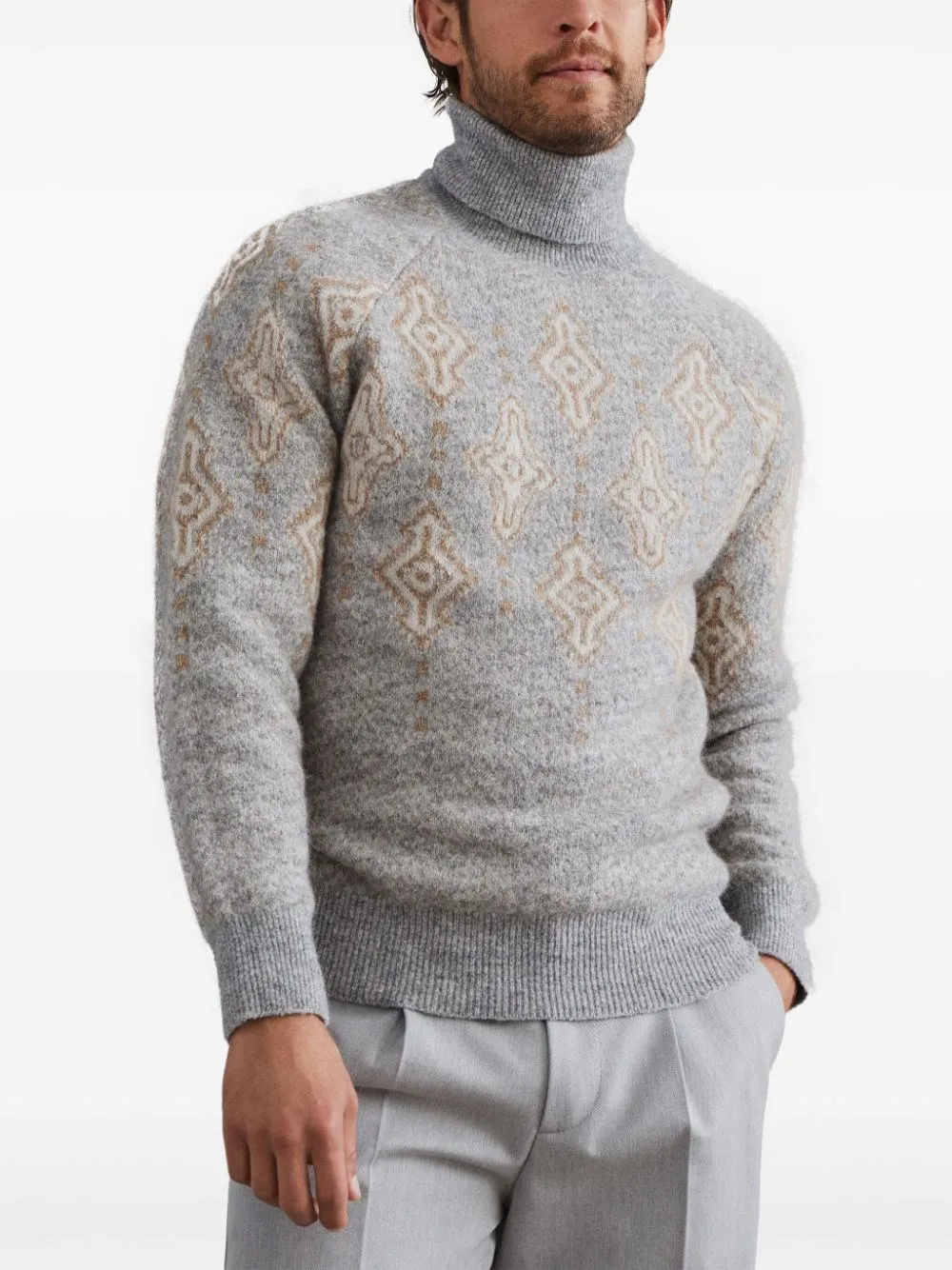 Brunello Cucinelli-Maglione con intarsi