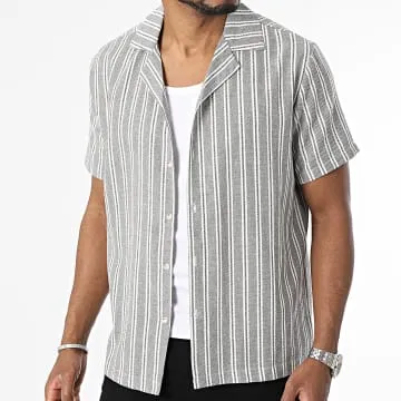 Camicia a maniche corte a righe grigie