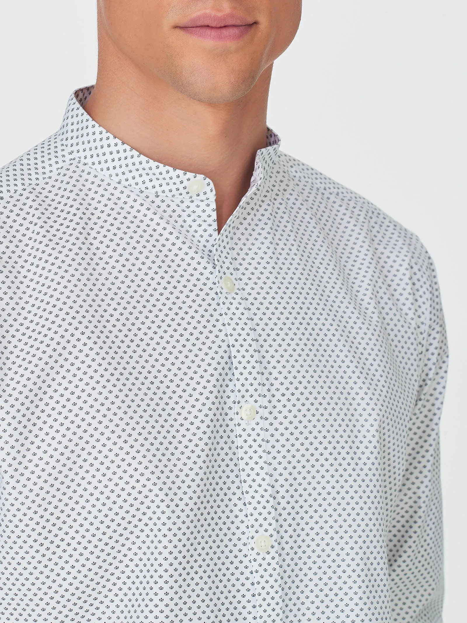 Camicia alla coreana in popeline di cotone stampato - Fant.Bleu
