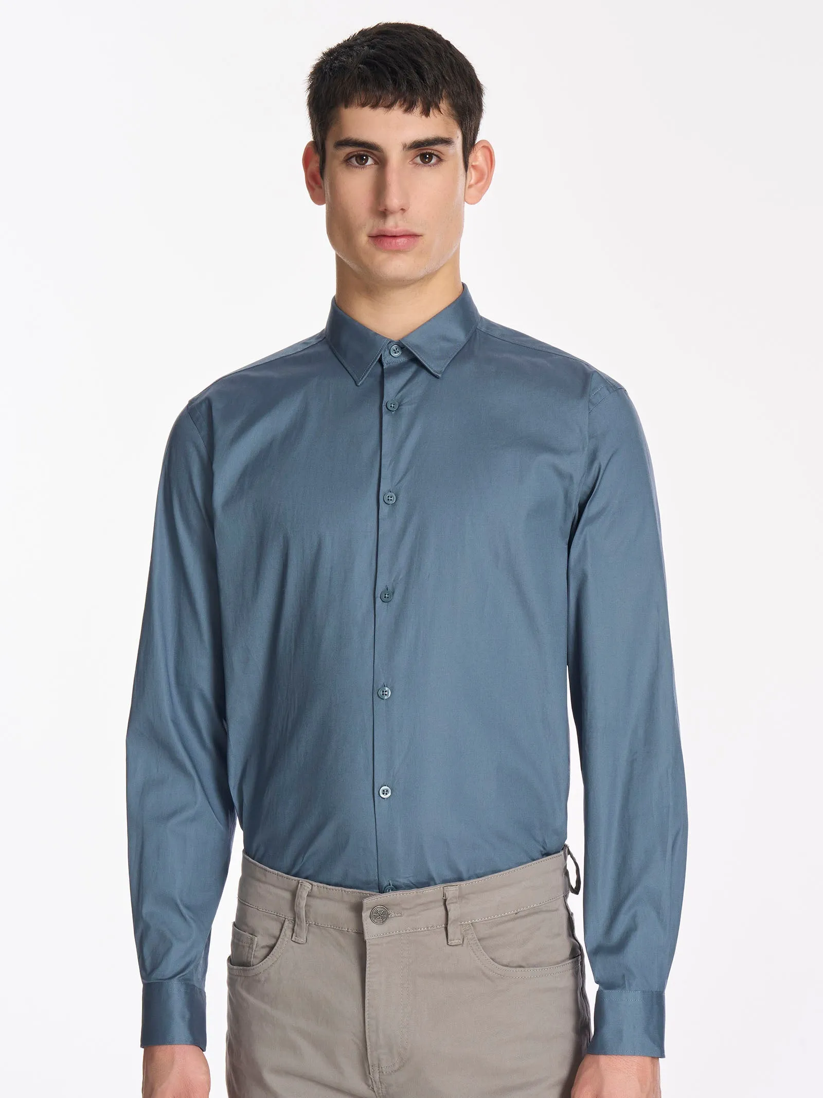 Camicia classica in popeline di cotone - Bianco