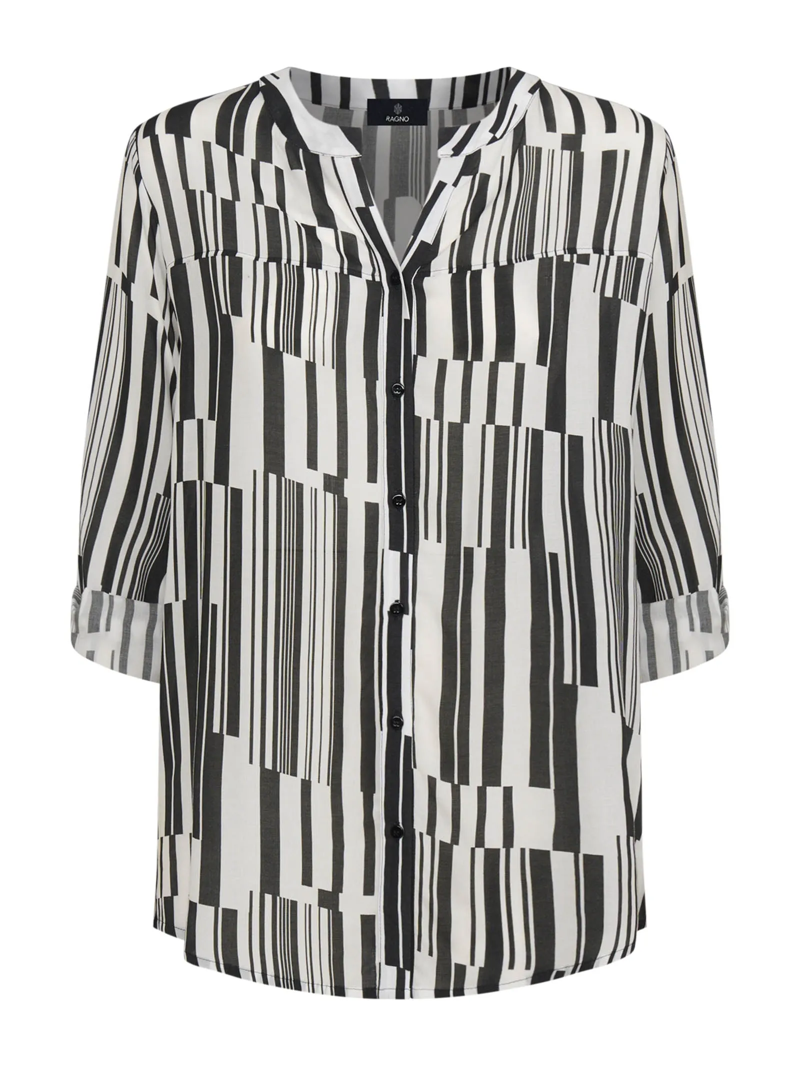 Camicia con stampa optical in mussola di EcoSeta - Fant.Nero