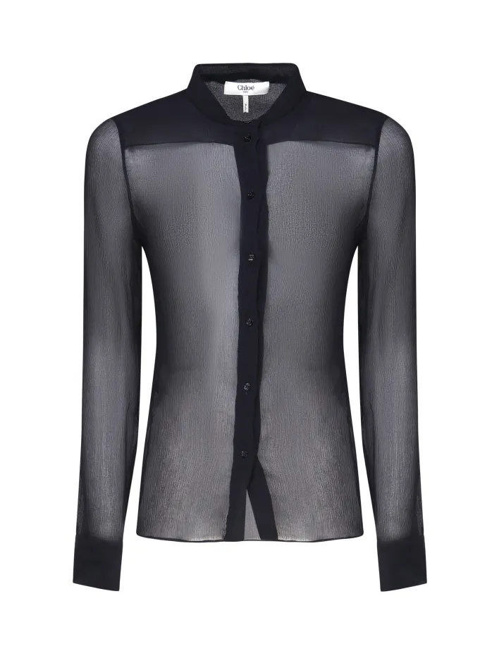 CAMICIA TRASPARENTE IN CREPON DI SETA