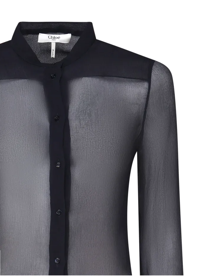 CAMICIA TRASPARENTE IN CREPON DI SETA
