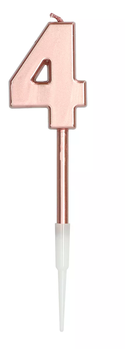 Candela numero 4 in oro rosa metallizzato