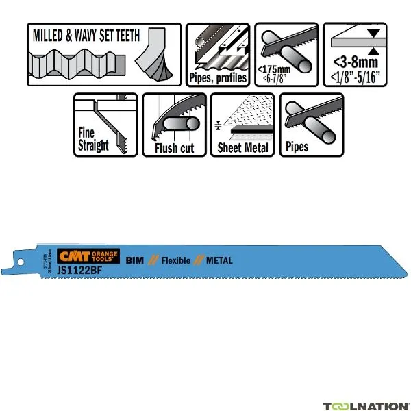 CMT JS1122BF-20 JS1122BF Lame per sega circolare 20 pezzi Bi-metallo 225 mm x 0,9 x 14TPI Applicazione: Lamiere metalliche (3-8 