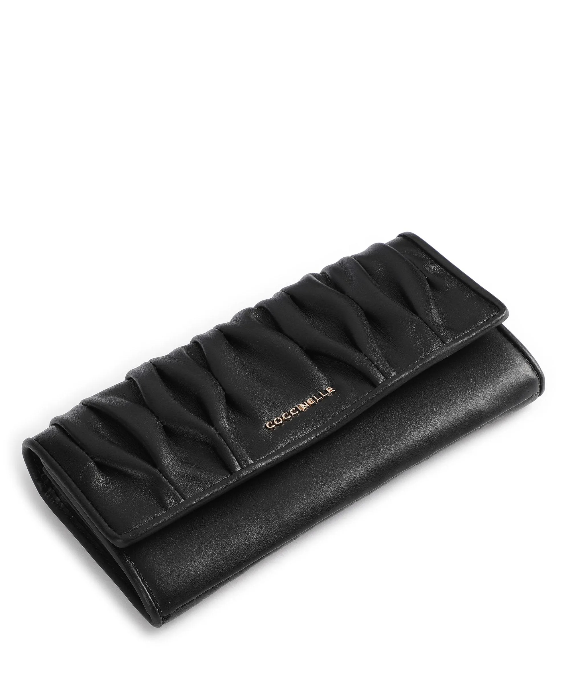  Coccinelle Metallic Goodie Portafoglio pelle a grana fine nero  