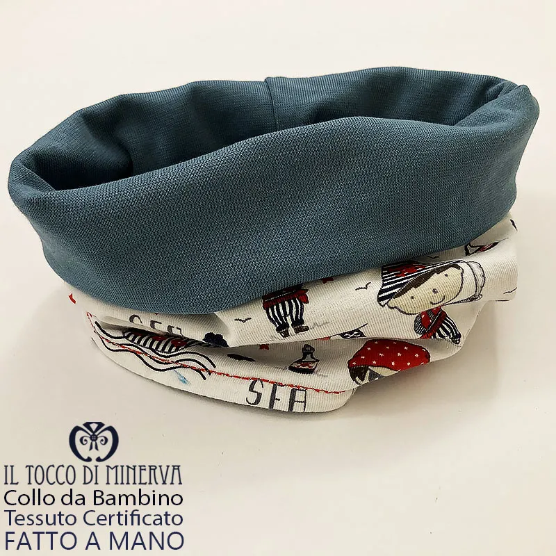 Collo da Bambino in Cotone Certificato Pirati fondo bianco carta da zucchero - Fatto a Mano