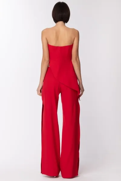 Completo top bustier + pantaloni con spacchi Rosso