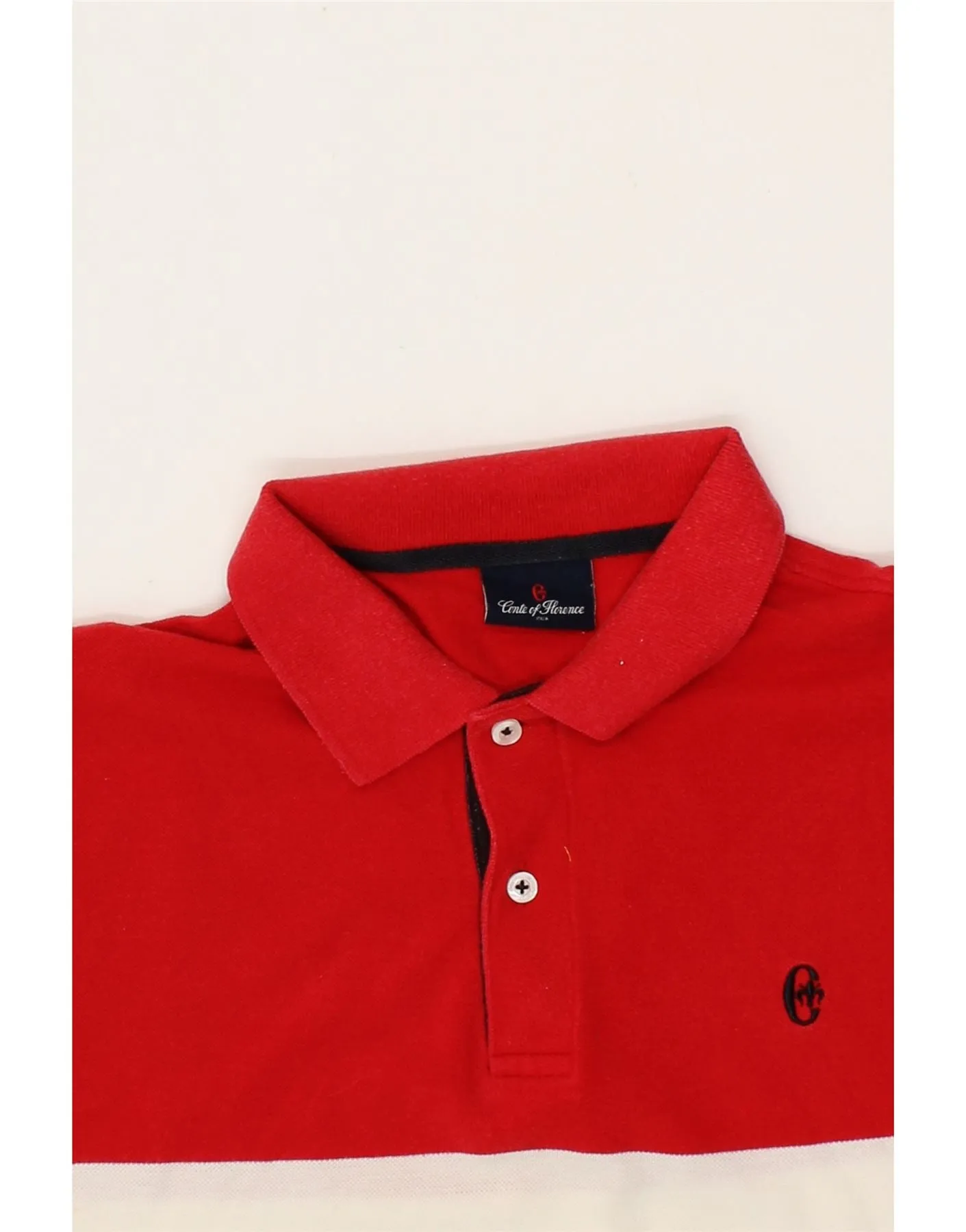 CONTE OF FLORENCE Mens Polo Shirt Medium Red Striped Cotton