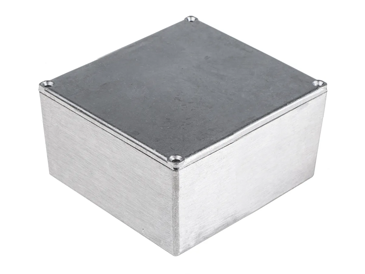 Contenitore RS PRO in Alluminio pressofuso 120.5 x 120.5 x 59.2mm, col. Argento, IP54, schermato