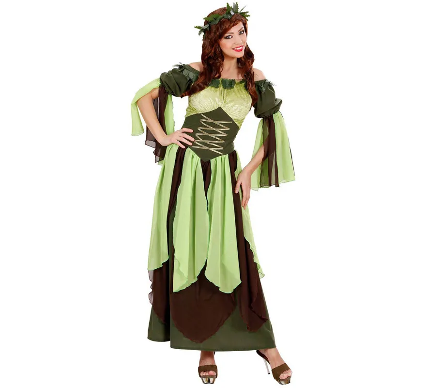 Costume da madre natura verde medievale per donna