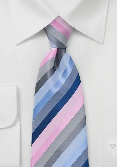 Cravatta righe rosa blu ghiaccio