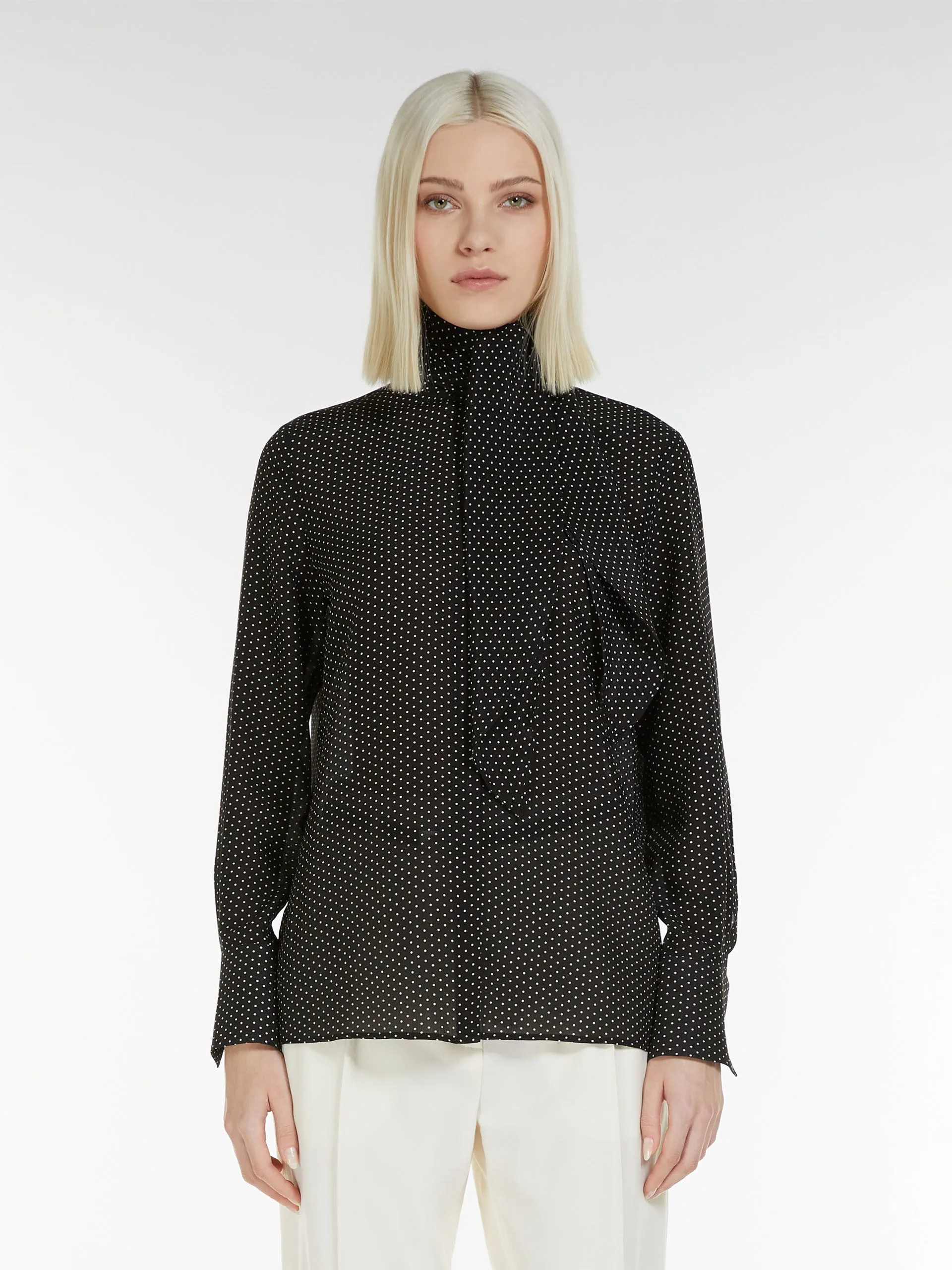 Crepe Shirt with Pattern / Black