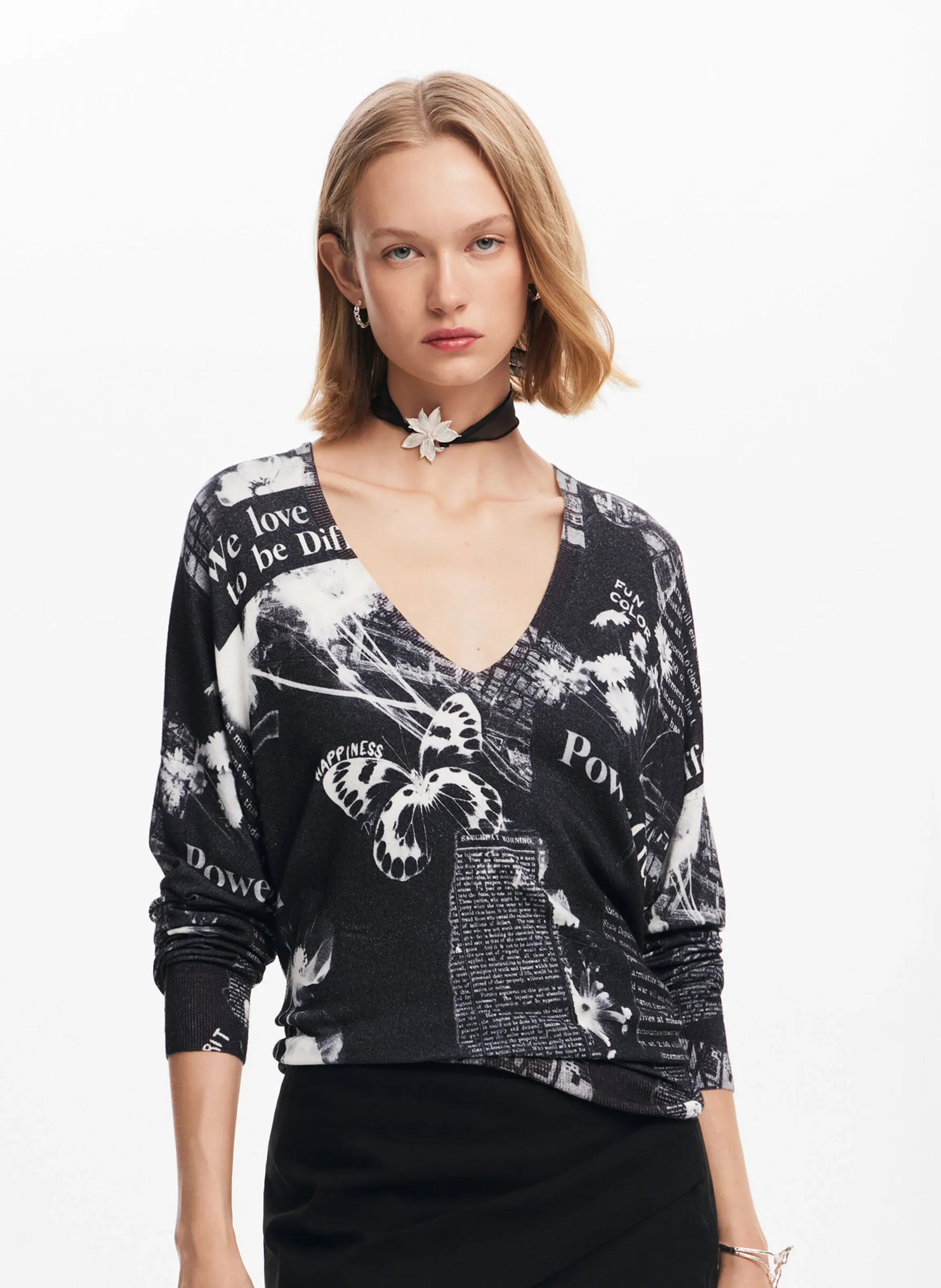  DESIGUAL   Maglione oversize in maglia stampata | Nero