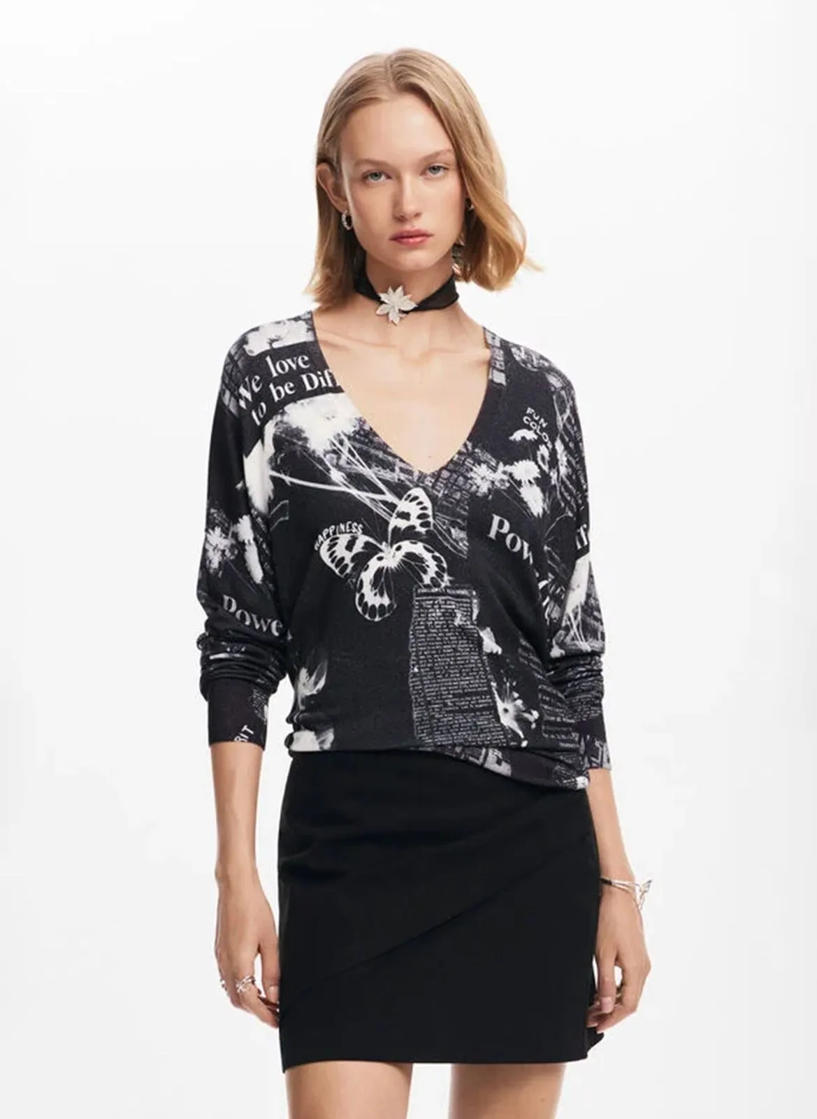  DESIGUAL   Maglione oversize in maglia stampata | Nero