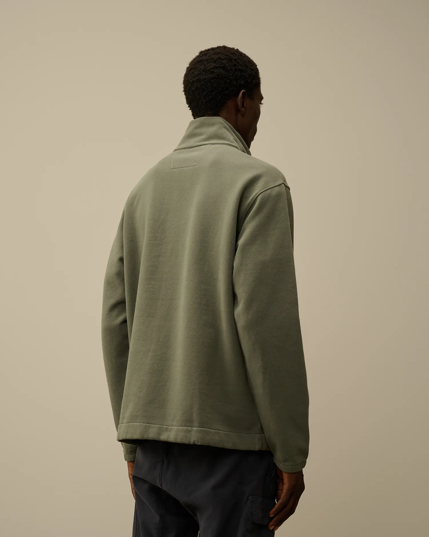 Diagonal Fleece Mixed Half Buttoned Sweatshirt