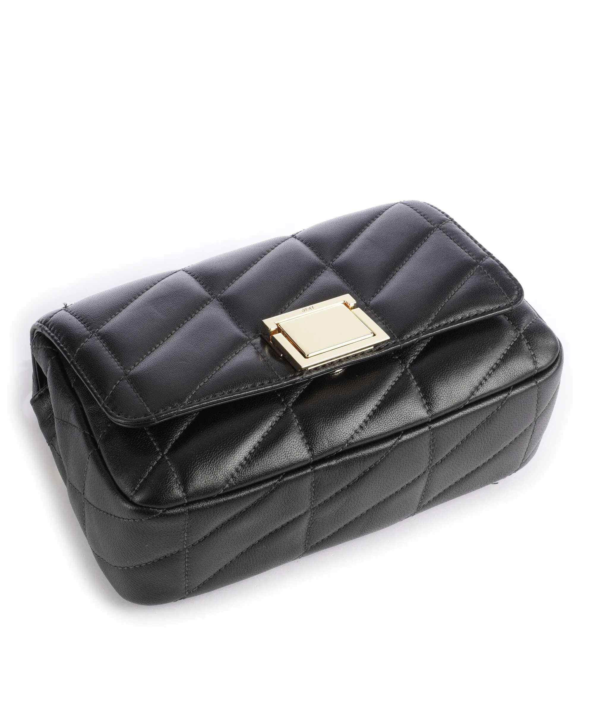  DKNY Beau Borsa a spalla cuoio di agnello nero  