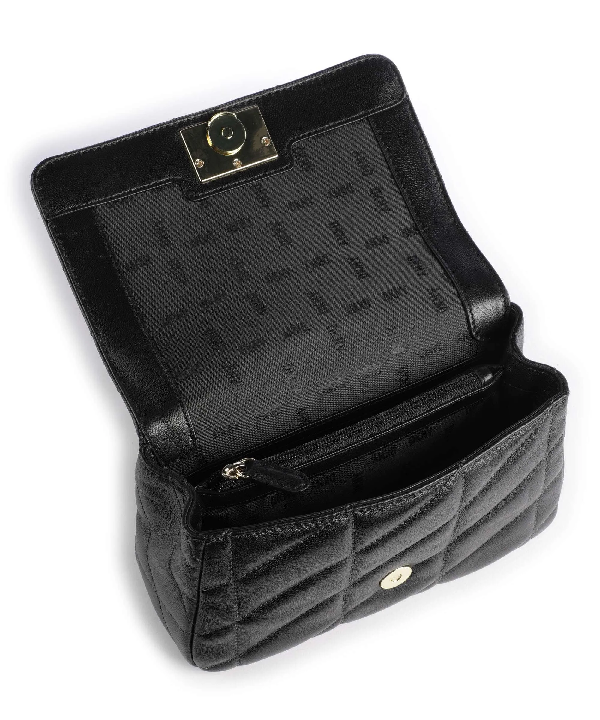  DKNY Beau Borsa a spalla cuoio di agnello nero  