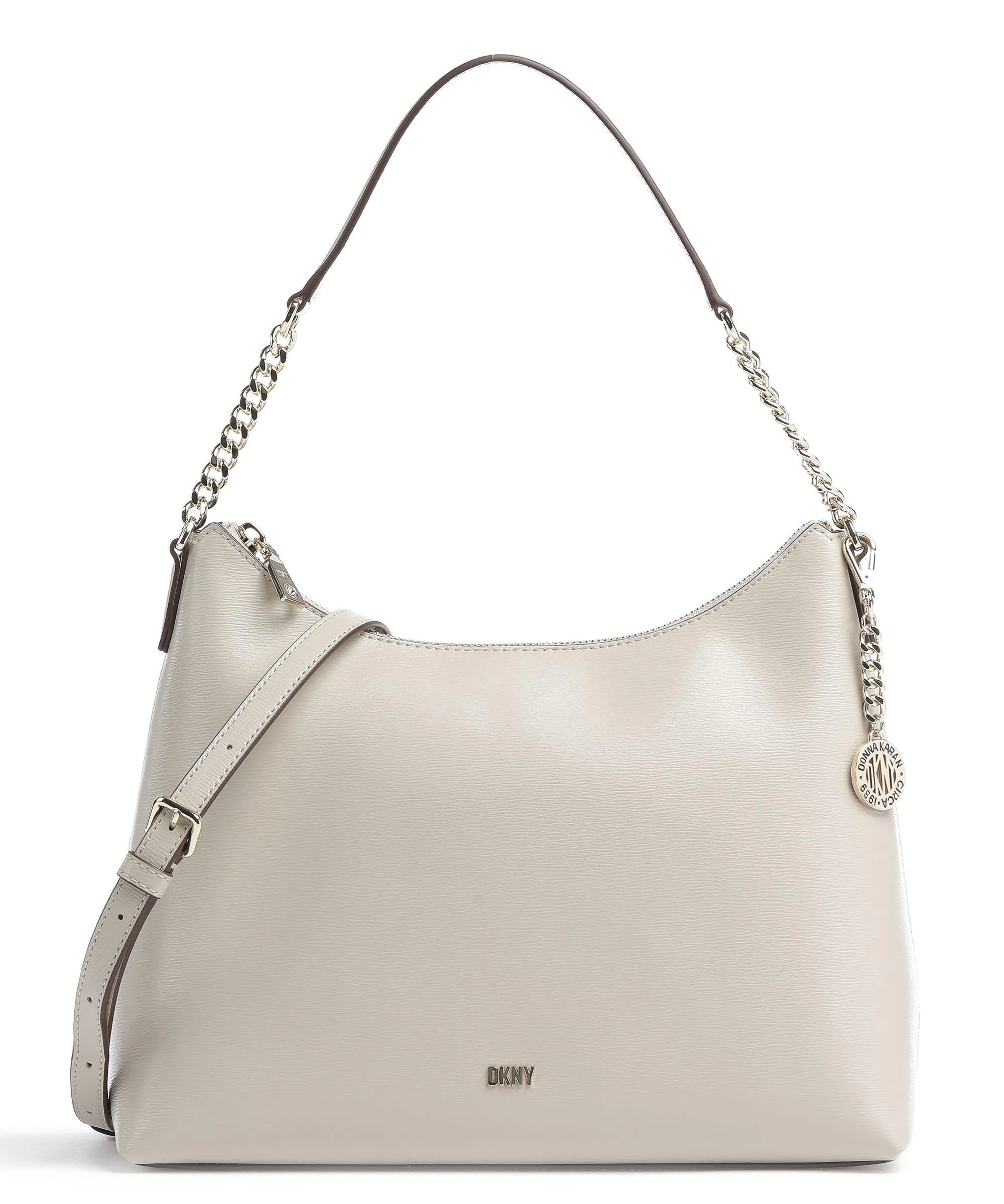  DKNY Bryant Borsa hobo pelle di vacchetta saffiano grigio chiaro  