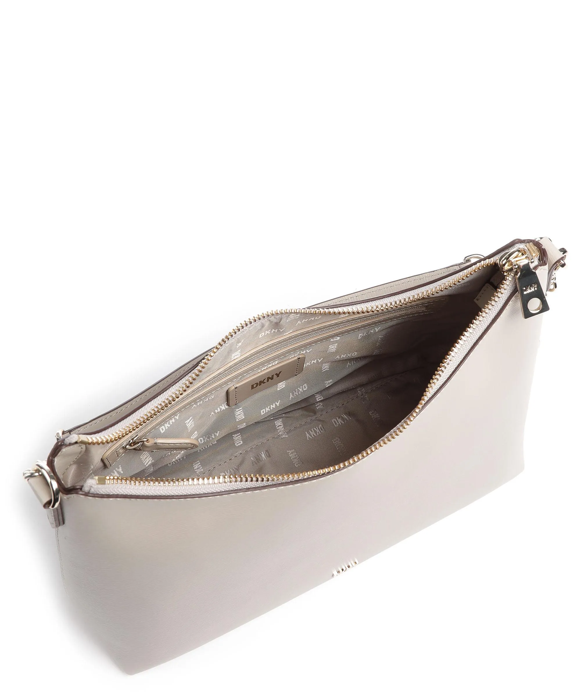  DKNY Bryant Borsa hobo pelle di vacchetta saffiano grigio chiaro  