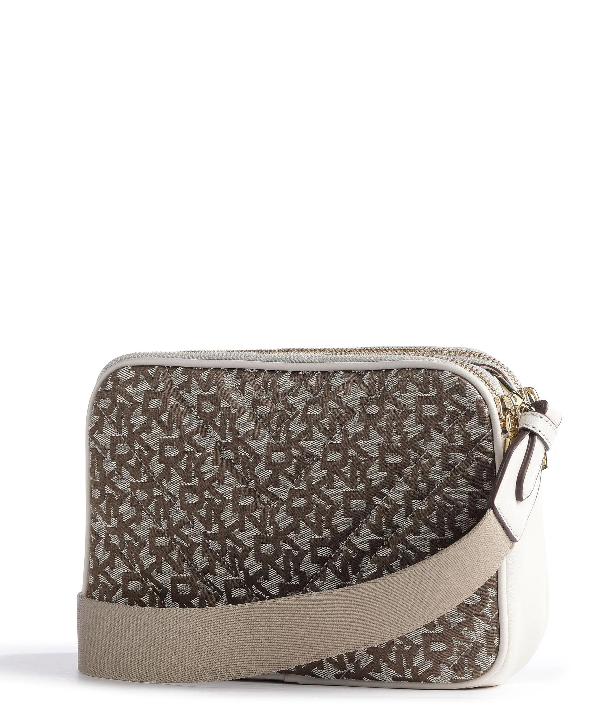  DKNY Delphine Borsa a tracolla poliestere, cuoio di agnello avorio/marrone  