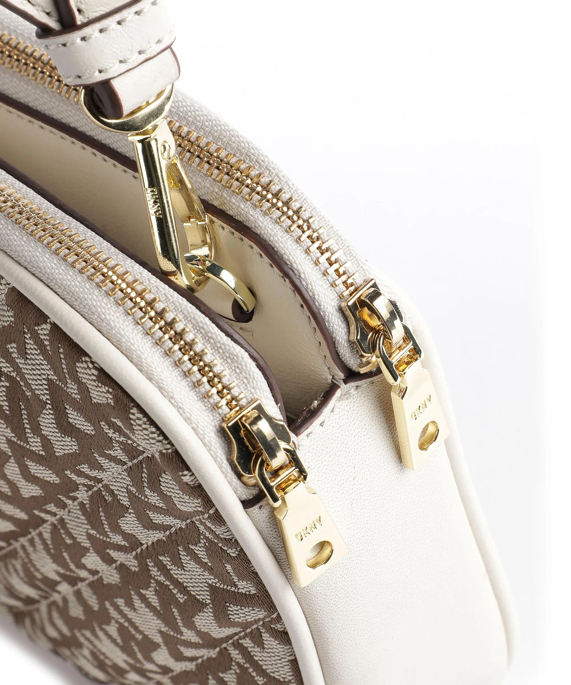  DKNY Delphine Borsa a tracolla poliestere, cuoio di agnello avorio/marrone  