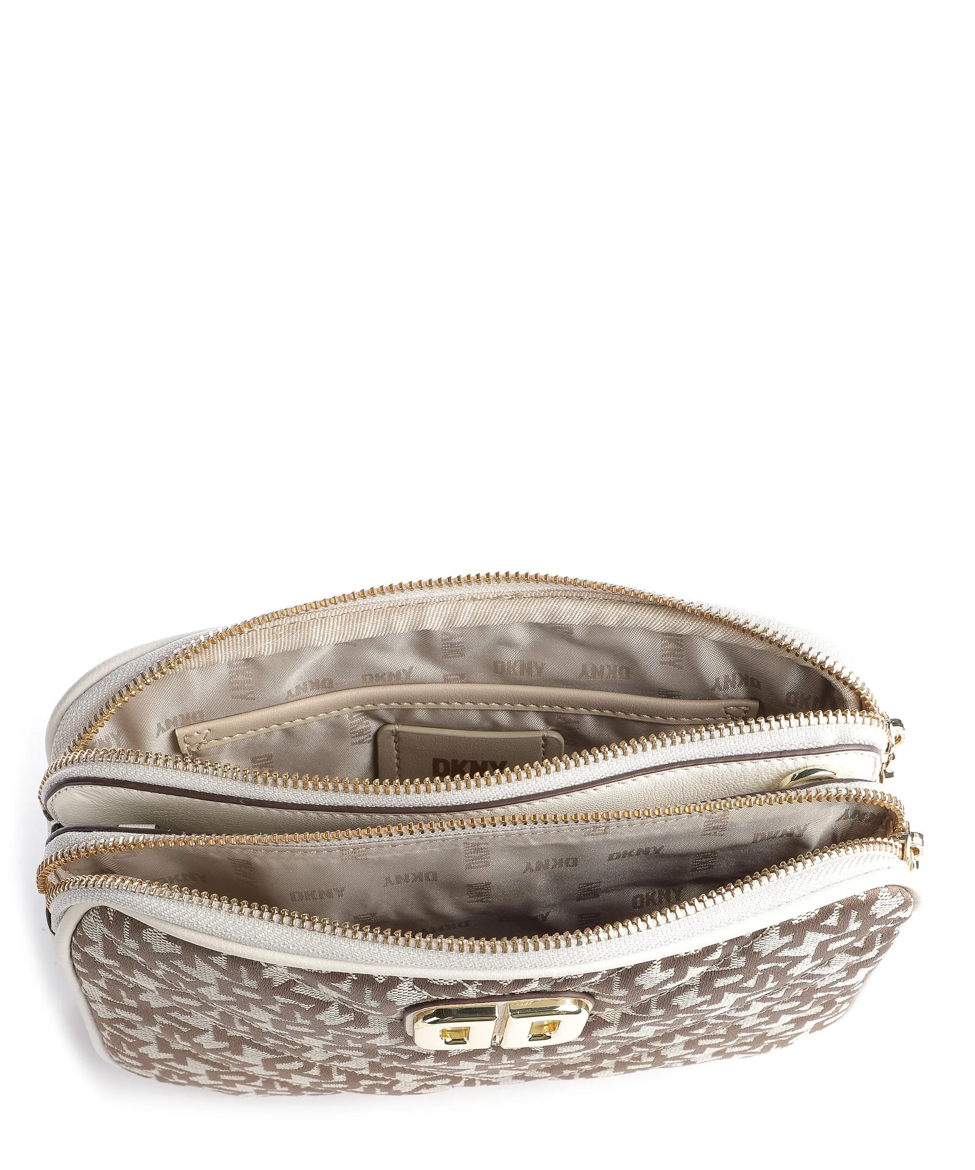  DKNY Delphine Borsa a tracolla poliestere, cuoio di agnello avorio/marrone  