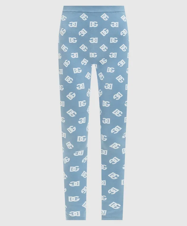 Dolce&Gabbana Leggings blu con fantasia logo FXI13TJFMGT