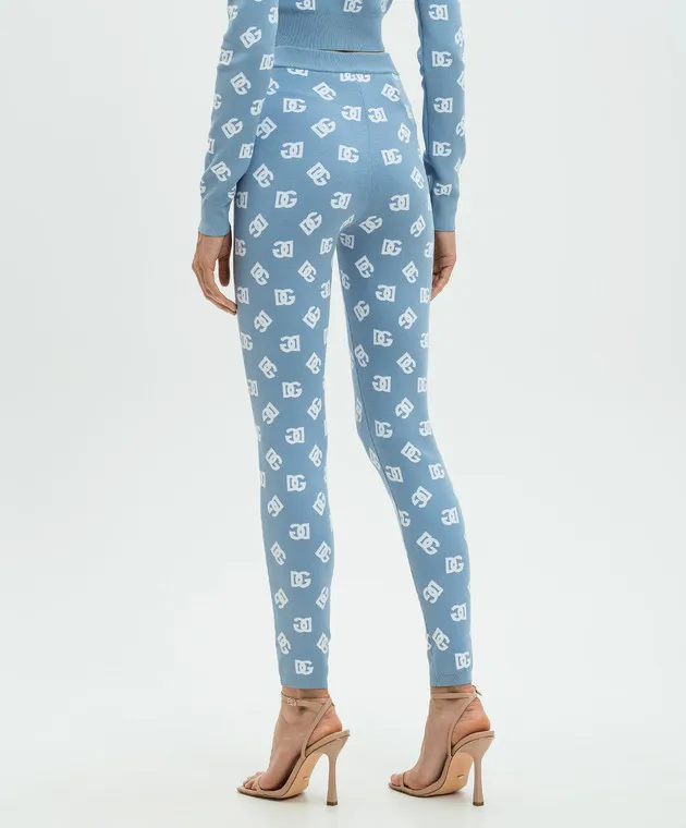 Dolce&Gabbana Leggings blu con fantasia logo FXI13TJFMGT