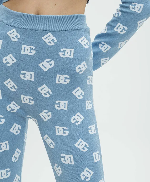 Dolce&Gabbana Leggings blu con fantasia logo FXI13TJFMGT