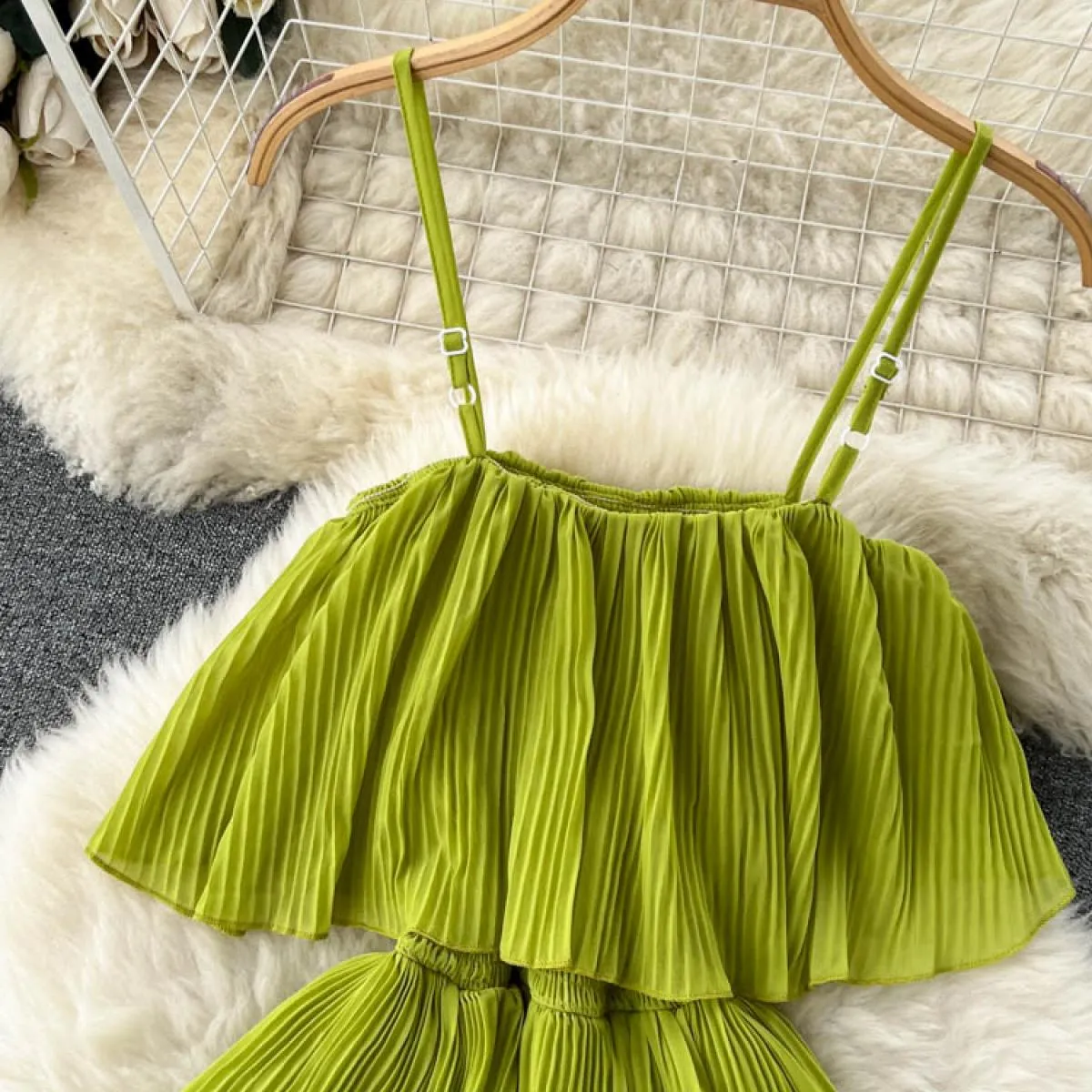 Donne di estate Ruffle Della Cinghia di Spaghetti Abito Lungo Slash Neck A File Maxi Robe Vacanza Al Mare Abiti di Chiffon Femmi