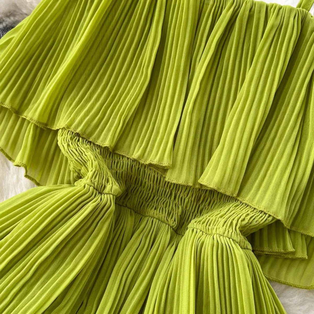 Donne di estate Ruffle Della Cinghia di Spaghetti Abito Lungo Slash Neck A File Maxi Robe Vacanza Al Mare Abiti di Chiffon Femmi