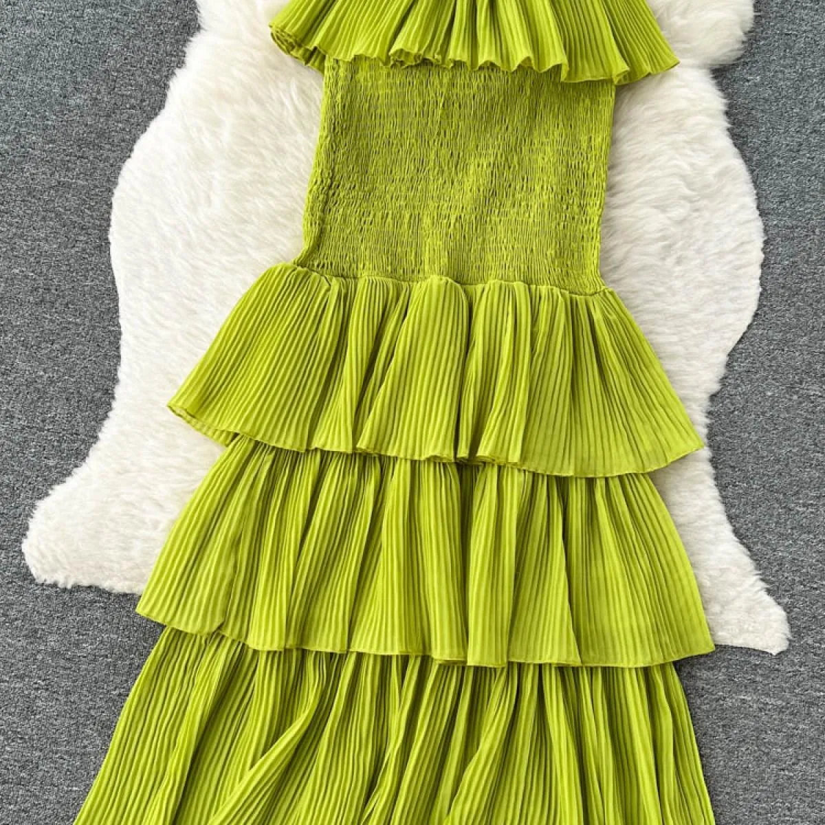 Donne di estate Ruffle Della Cinghia di Spaghetti Abito Lungo Slash Neck A File Maxi Robe Vacanza Al Mare Abiti di Chiffon Femmi
