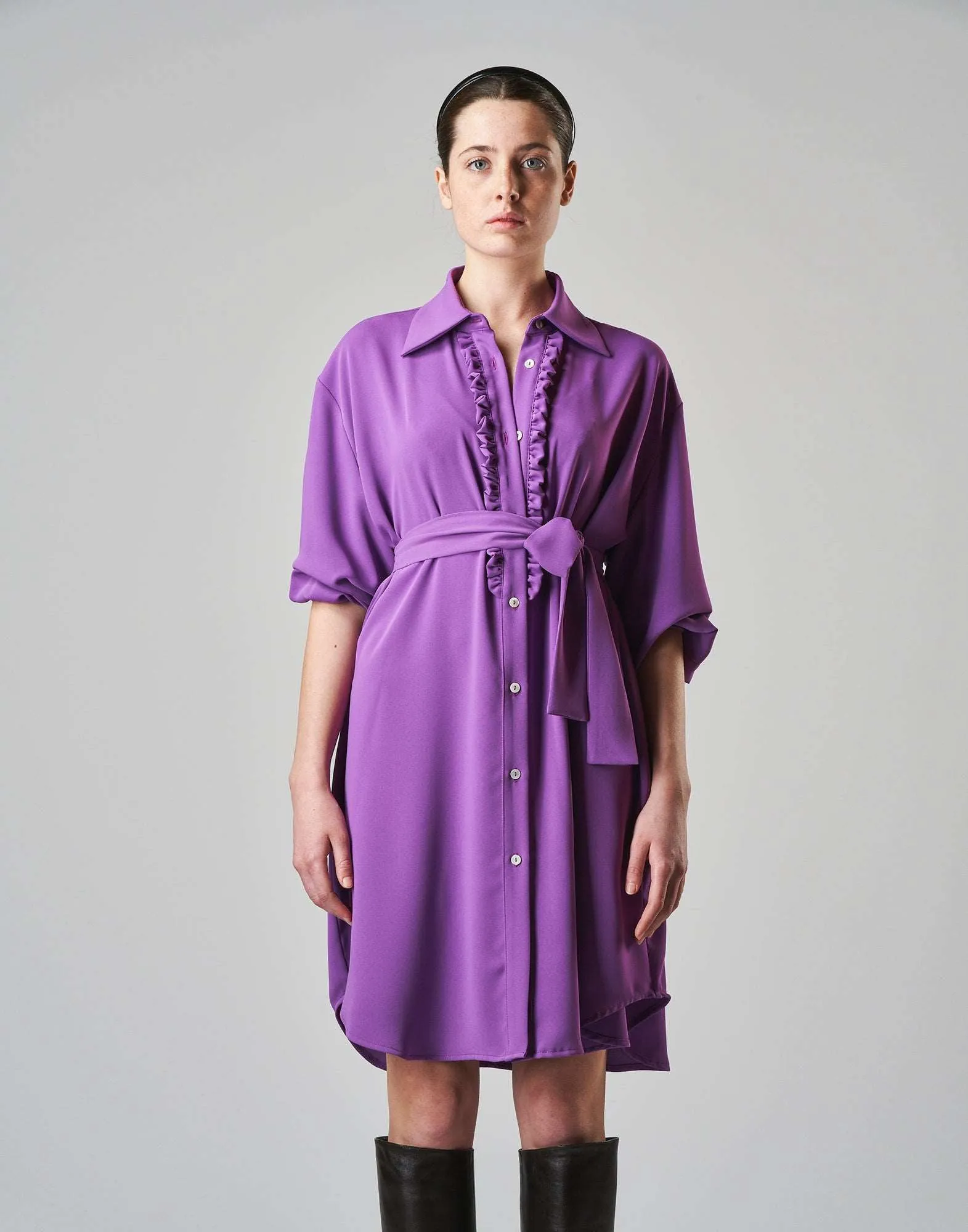 DOUUOD Abito camicia in cady