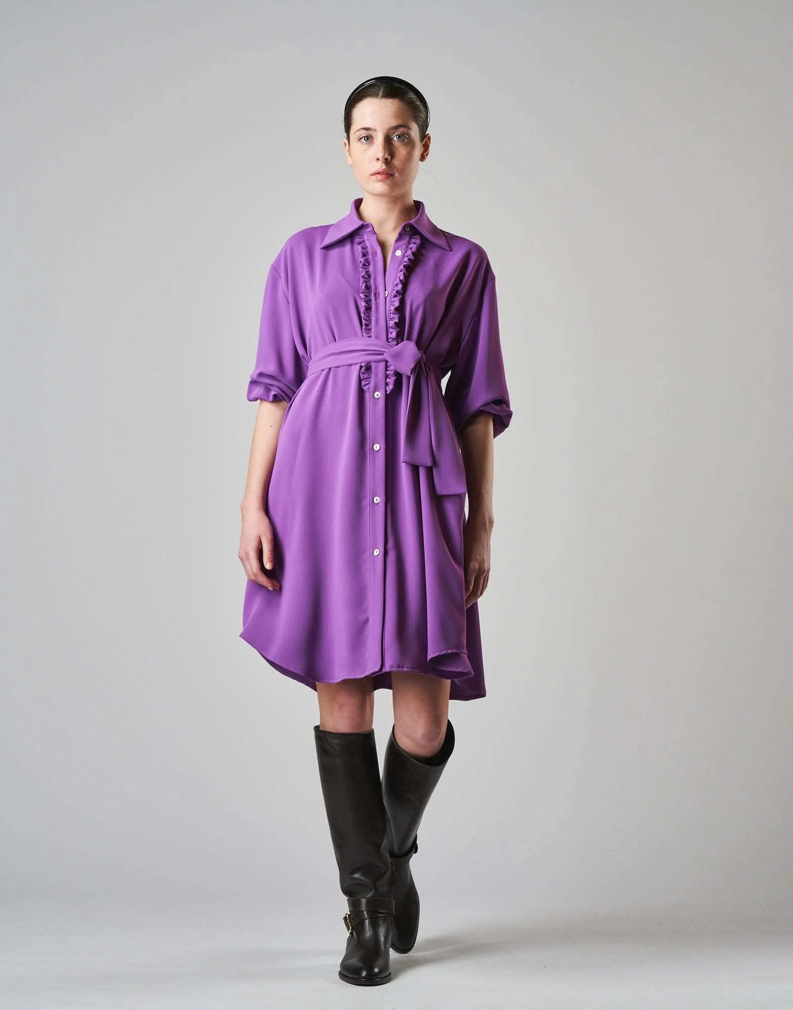 DOUUOD Abito camicia in cady