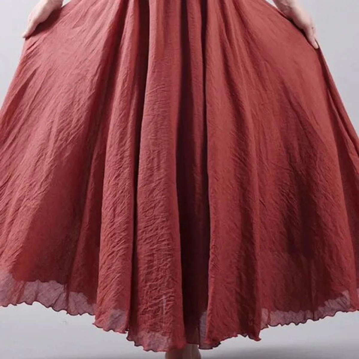 Dropshipping Gonna estiva da donna Gonna lunga vintage in cotone di lino Elastico in vita Boho Gonne maxi rosa beige Faldas Saia