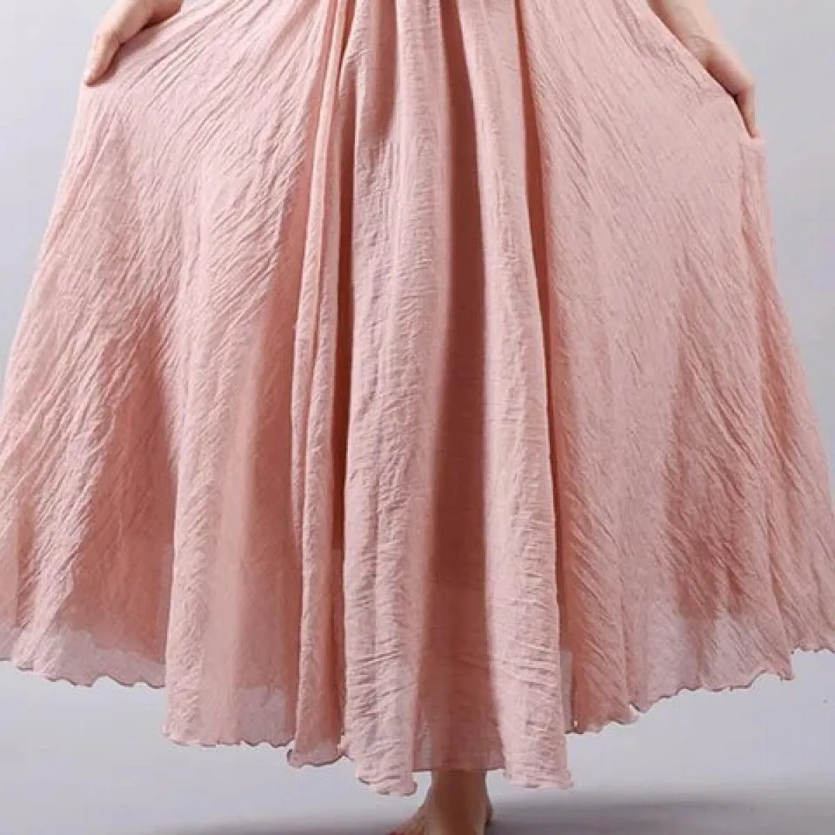 Dropshipping Gonna estiva da donna Gonna lunga vintage in cotone di lino Elastico in vita Boho Gonne maxi rosa beige Faldas Saia