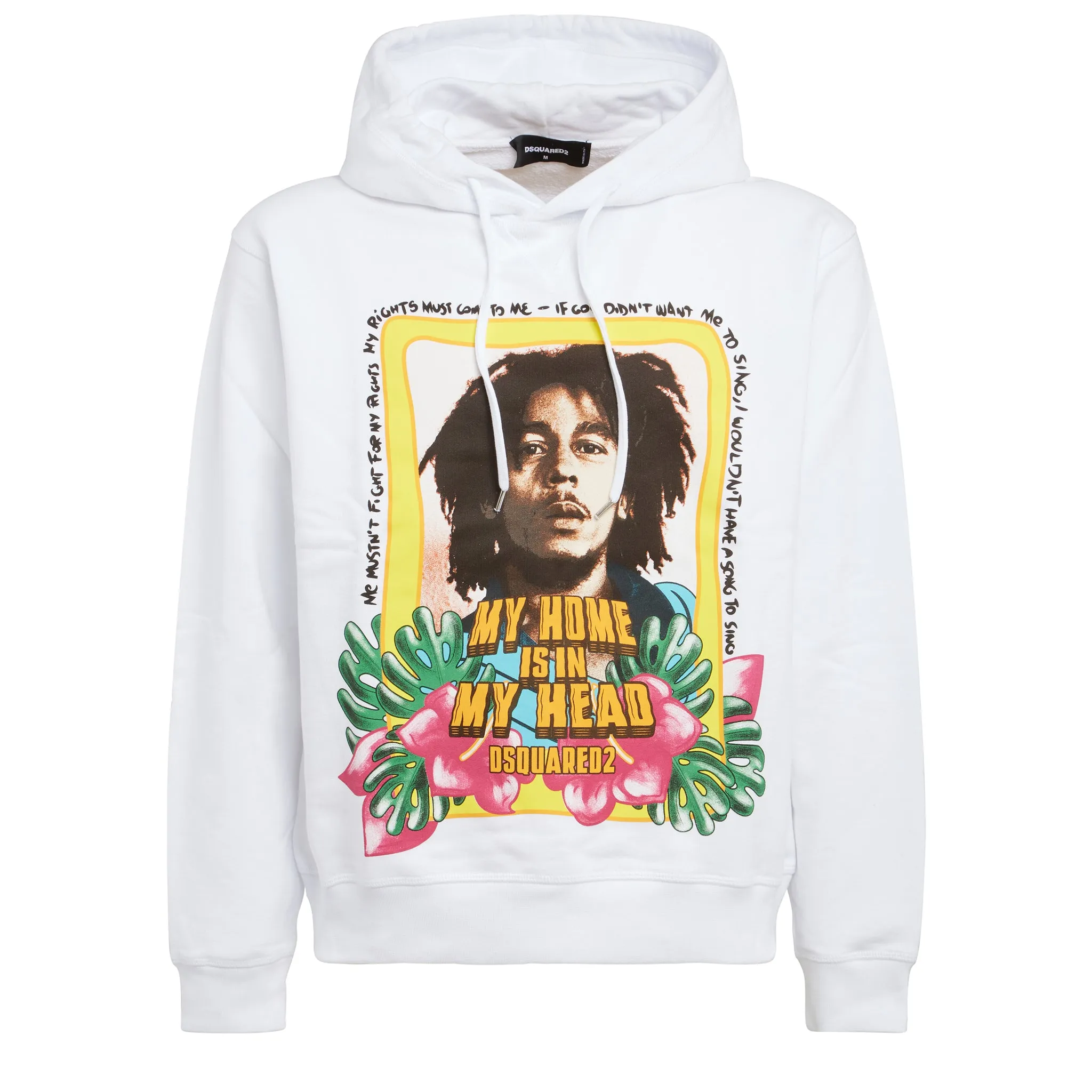 DSQUARED2  Felpa ''Bob Marley'' in cotone bianca
