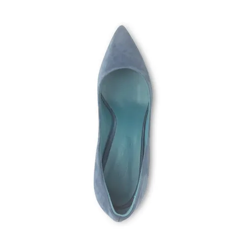 Décolleté blu in camoscio