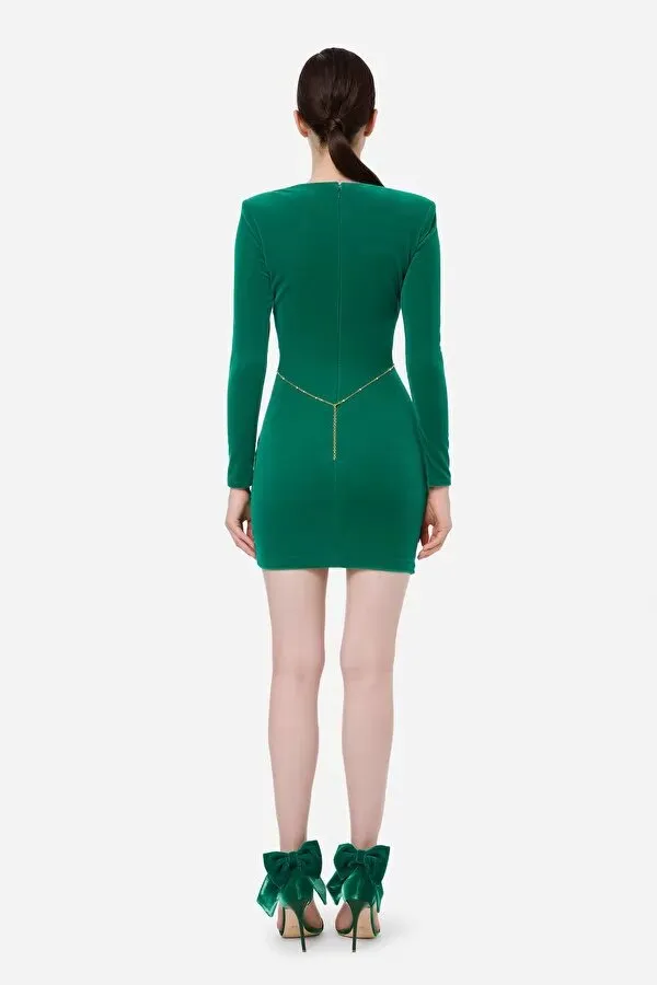 ELISABETTA FRANCHI Mini abito aderente con body chain